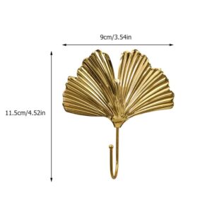 Hemoton Heavy Duty Garment Rack 2Pcs Iron Ginkgo Leaf Hooks Nordic Style Hooks Wall Mounted Hook Wall Hanger for Cloakroom Hallways Living Room ? Gold ? Backpack Hanger