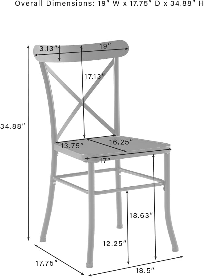 Crosley Furniture Astrid 2-Piece Indoor Outdoor Chair Set, Dining Chairs for Kitchen, Patio, Porch, Deck, Matte Black