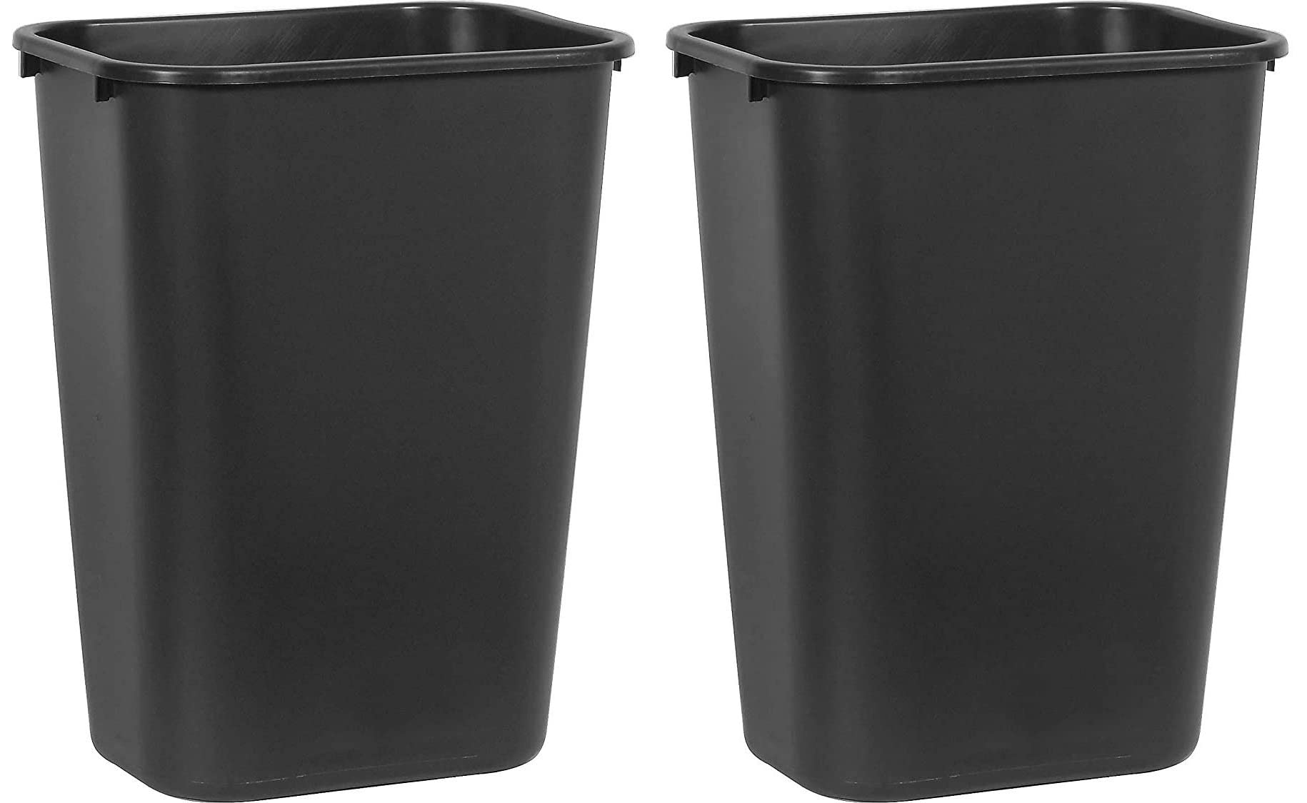 Rubbermaid Commercial 295700BK Deskside Plastic Wastebasket, Rectangular, 10 1/4 gal, Black (2)