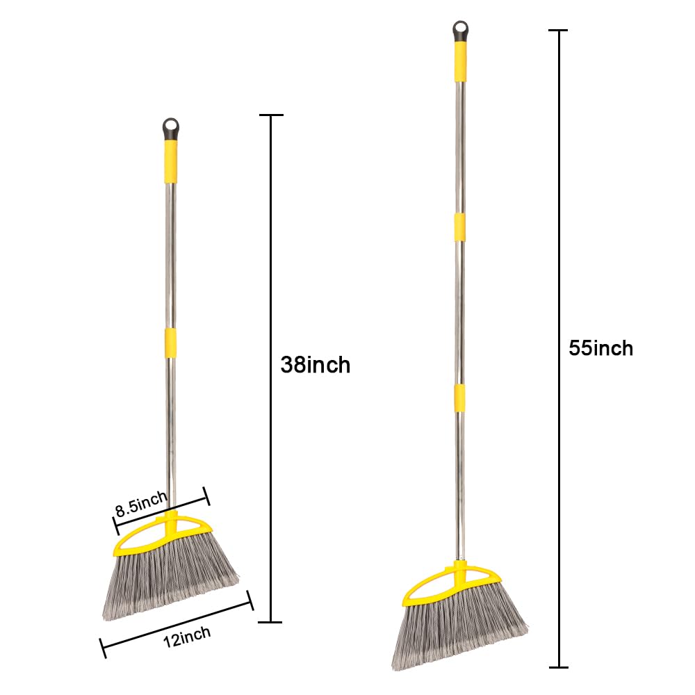 Gloffer Outdoor Angle Broom Heavy Duty with Long Handle Stiff Bristles for Garage Garden Commercial and Industrial