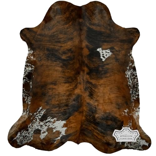 Natural Cowhide Rug - Tricolor Cowhide Area Rug for Bedroom & Living Room - Luxury Cowhides Modern Accent Rug - Genuine Leather with Real Animal Fur, Cow Hide Medium Tricolor, 6 x 8 Feet