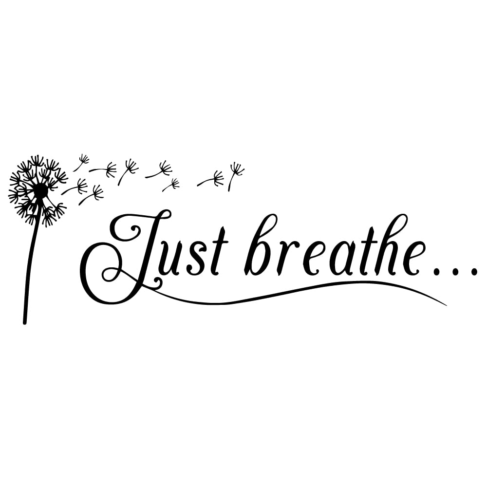 Just Breathe Vinyl Wall Decal Yoga Quotes Positive Relax Motto Art Letters Sayings Living Room Décor Lettering