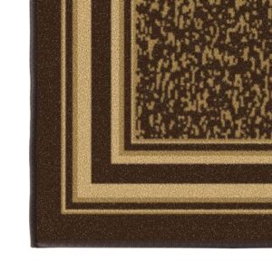 Ottomanson Ottohome Non-Slip Rubberback Bordered Design 5x7 Indoor Area Rug, 5' x 6'6", Brown