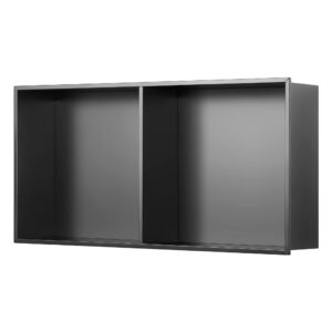 Sunrosa Black Shower Niche Stainless Steel, Ready for Tile, Waterproof 11.8" x 23.6" Bathroom Recessed Niche with 1 Divider, Organizer Storage for Shampoo & Toiletry Storage