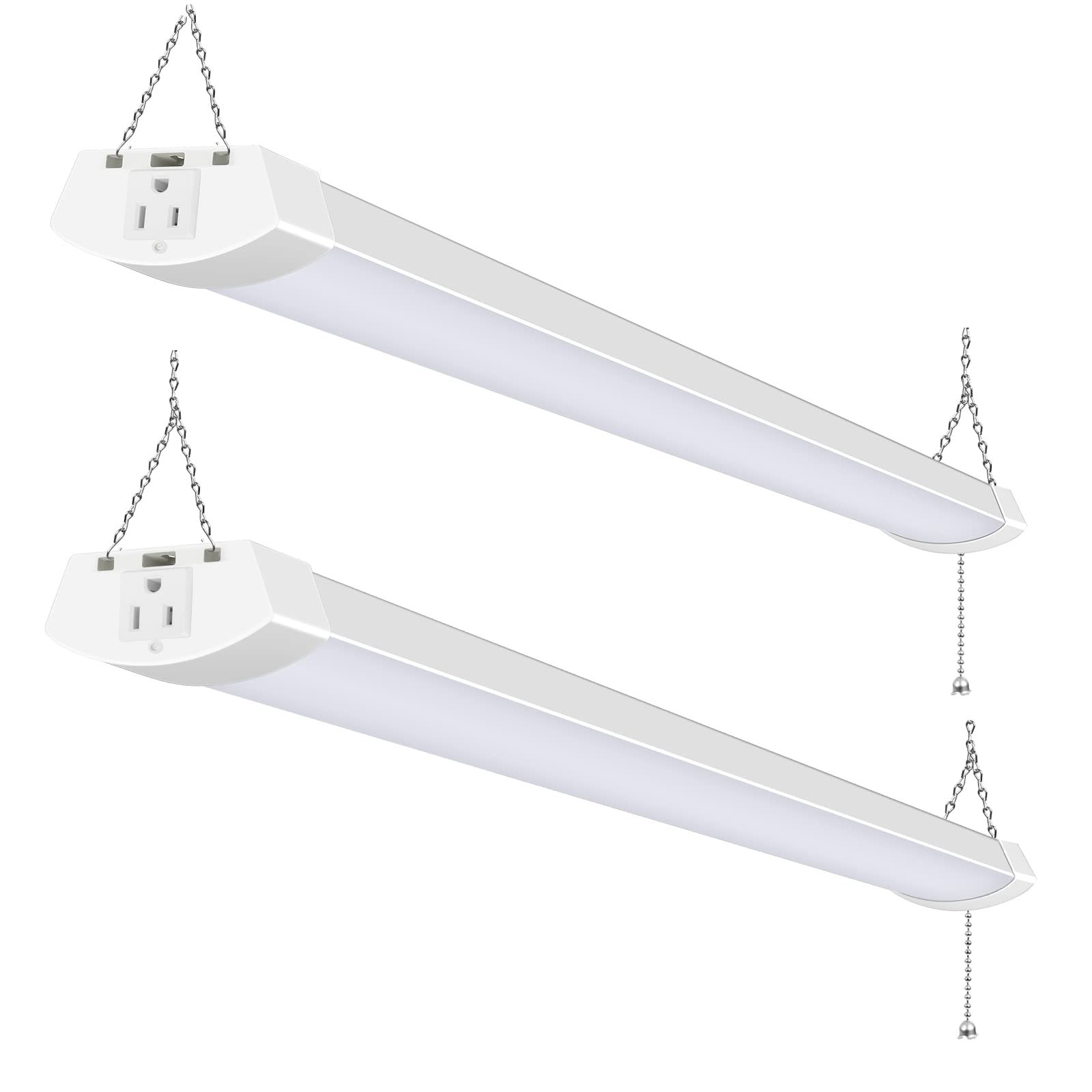 hykolity 4FT 120W LED Shop Light Linkable, 13000lm(400w Equivalent), 5000K Utility Shop Lights for Garages, Workshops, Basements, Hanging or FlushMount, with Power Cord and Pull Chain, ETL, 2 Pack