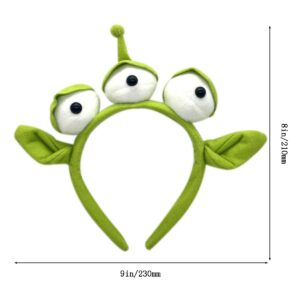 CHAOYUN 1PCS Green Toy Story Alien Headband Stretchy Plushy Three-eyed Headband Cute Hair Accessories for Girls Kids