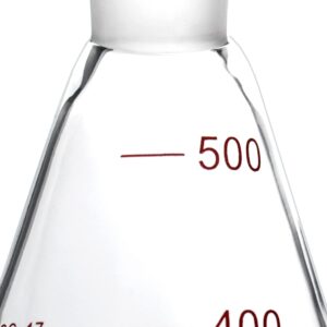 QWORK 500 mL Borosilicate Glass Erlenmeyer Flask, Thick Wall Flask with 24/40 Outer Joint