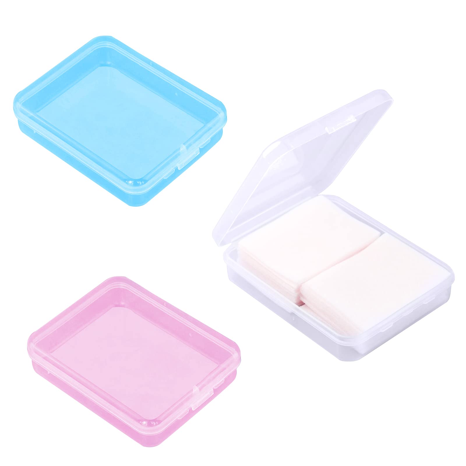 KKONHII Portable Travel Cotton Pad Holder Cotton Swab Ball Holder Dispenser Cosmetic Sponge Storage Box with Transparent Lid Storage Jar Cosmetic Pad Container Dental Floss Box 3 pcs