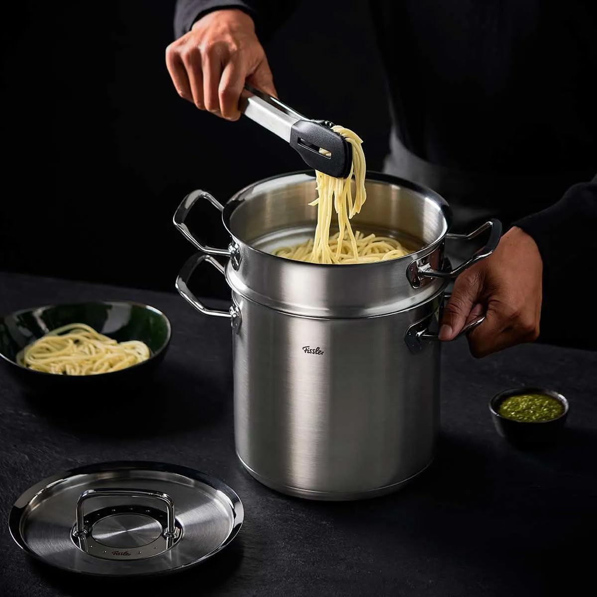 Fissler Original-Profi Collection Stainless Steel 6.3 Quart Multipot with Steamer Insert and Metal Lid