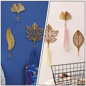 Hemoton Heavy Duty Garment Rack 2Pcs Iron Ginkgo Leaf Hooks Nordic Style Hooks Wall Mounted Hook Wall Hanger for Cloakroom Hallways Living Room ? Gold ? Backpack Hanger