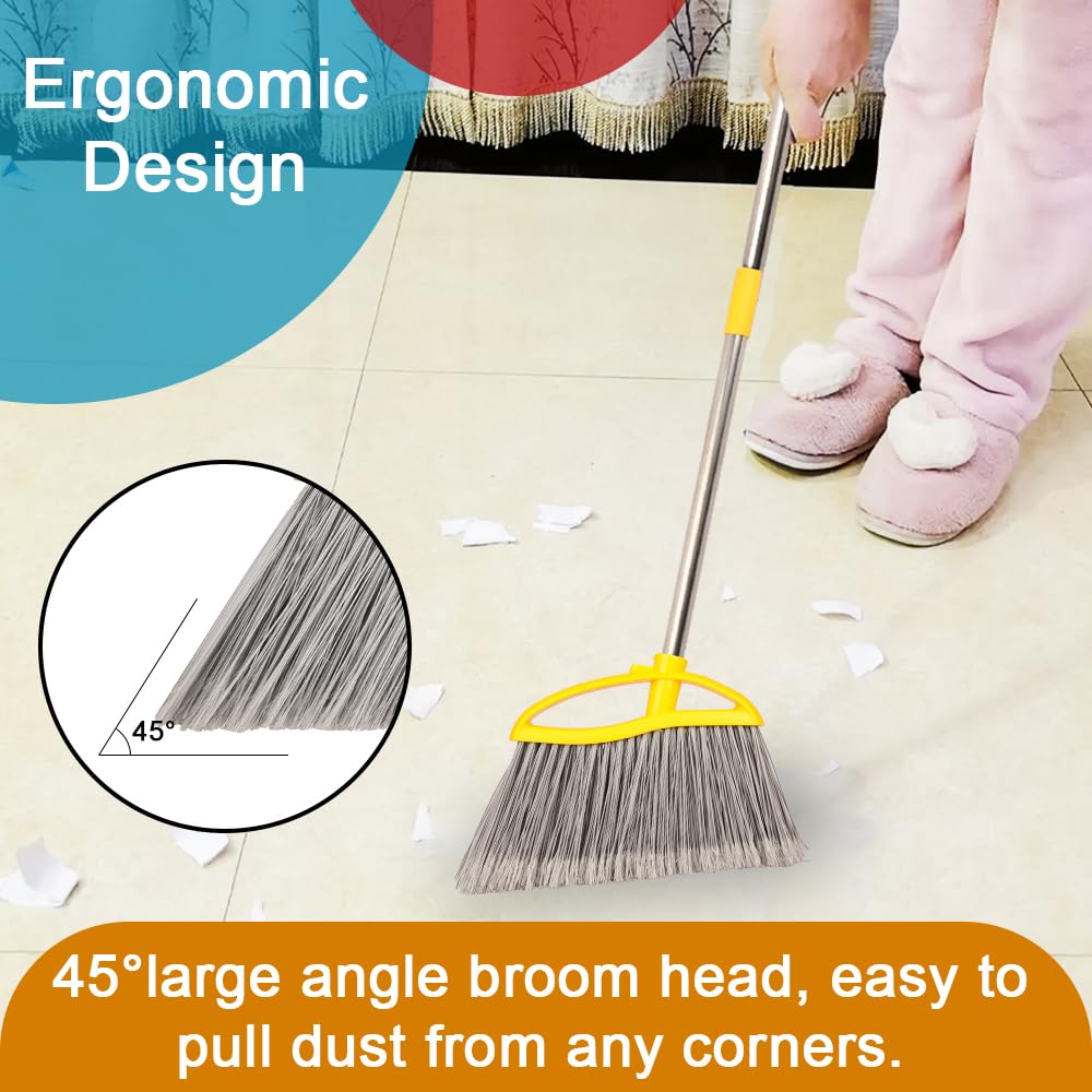 Gloffer Outdoor Angle Broom Heavy Duty with Long Handle Stiff Bristles for Garage Garden Commercial and Industrial