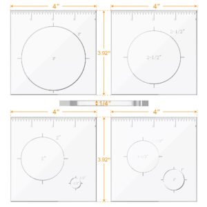 Monliful Pack of 4 Circle Inlay Template Set Router Templates for Woodworking,Router Jig Templates Decorative Templates