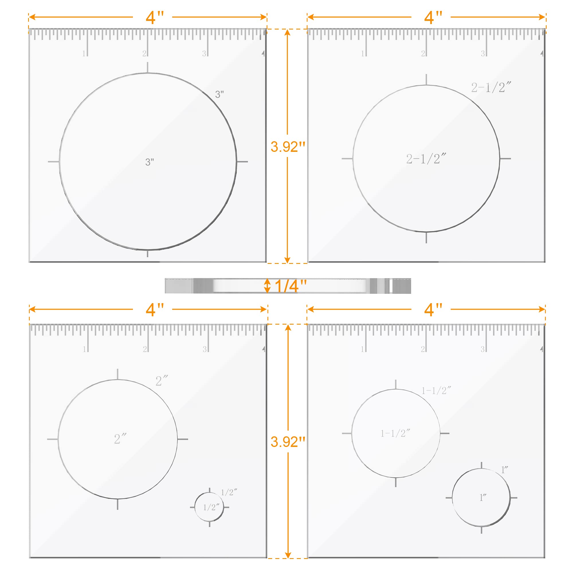 Monliful Pack of 4 Circle Inlay Template Set Router Templates for Woodworking,Router Jig Templates Decorative Templates