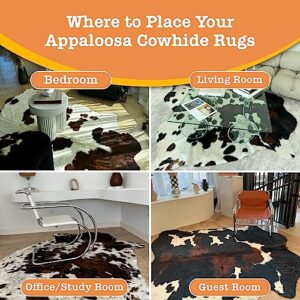 Natural Cowhide Rug - Tricolor Cowhide Area Rug for Bedroom & Living Room - Luxury Cowhides Modern Accent Rug - Genuine Leather with Real Animal Fur, Cow Hide Medium Tricolor, 6 x 8 Feet