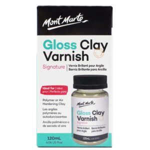 Mont Marte Clay Varnish Gloss Signature 4.05oz (120ml) Clay Sculpture Sealant, Glossy Clay Varnish, Varnish for Polymer or Air Hardening Clay, Clear Gloss Varnish for Clay.