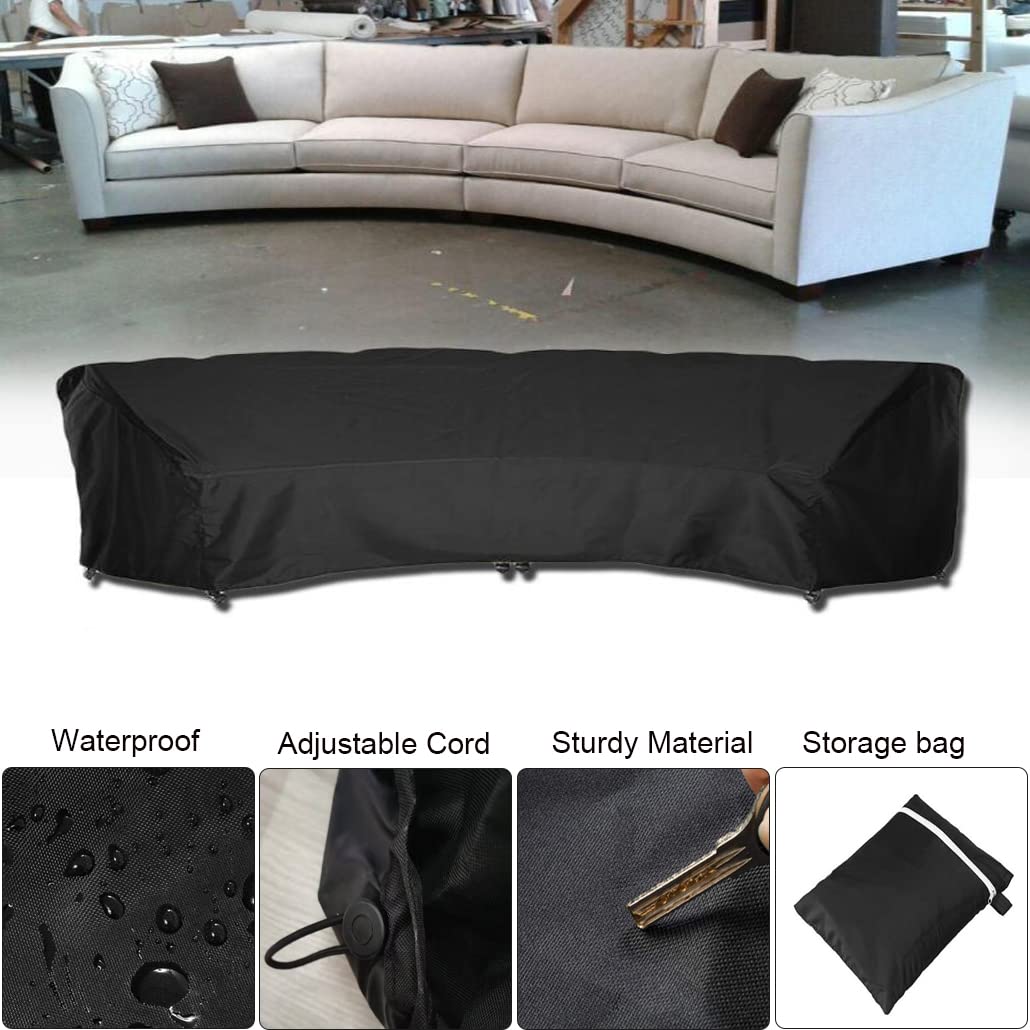 SUNSURE Outdoor Curved Sofa Cover 89x45x33in Patio Sofa Covers Waterproof Furniture Sets Cover Sectional Curved Couch Protector for Indoor Outdoor Sofa Sets