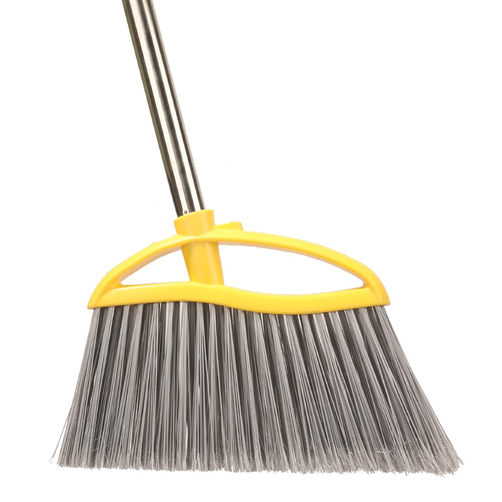 Gloffer Outdoor Angle Broom Heavy Duty with Long Handle Stiff Bristles for Garage Garden Commercial and Industrial