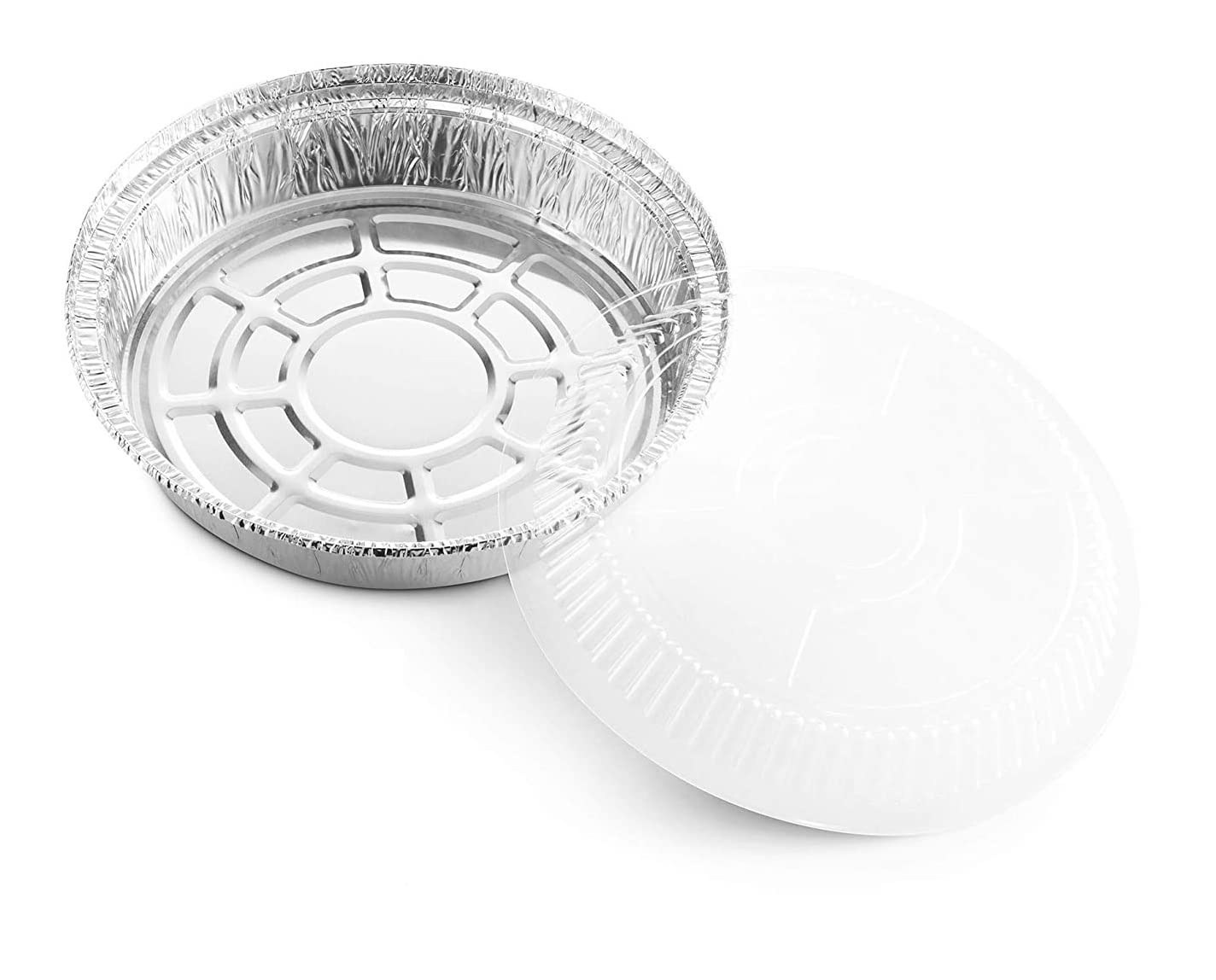 Mr Miracle Pack of 40 Disposable Aluminum Foil Pans with Clear Lids –8 Inch Circular Aluminum Pans, Ideal for Baking, Storing, Heating, Serving - Round Foil Pans with Lids