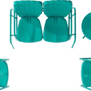 Crosley Furniture Ridgeland 4-Piece Retro Metal Outdoor Loveseat Glider Patio Furniture Set for Porch, Deck, Turquoise Gloss