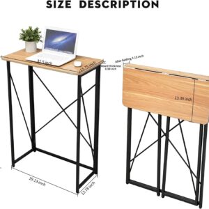 Folding Laptop Computer Desk, Standing Desk, 31in Small Desk for Sitting or Standing, No Need to Assembly, Suitable for Home, Office, Writing (Wood Board Color)