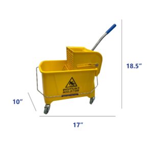 20L Rolling Janitorial Cleaning Mop Bucket Commercial Restaurant with Down Press Wringer