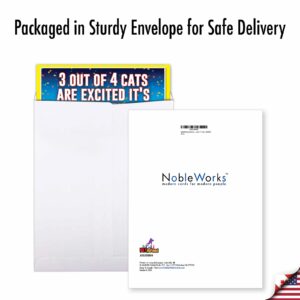 NobleWorks Jumbo Hilarious Birthday Greeting Card 8.5 x 11 Inch with Envelope (1 Pack) Oversize Jumbo Bday Excited Cats J3525BDG