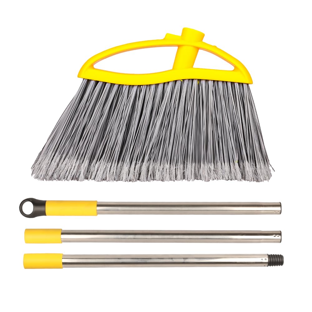 Gloffer Outdoor Angle Broom Heavy Duty with Long Handle Stiff Bristles for Garage Garden Commercial and Industrial