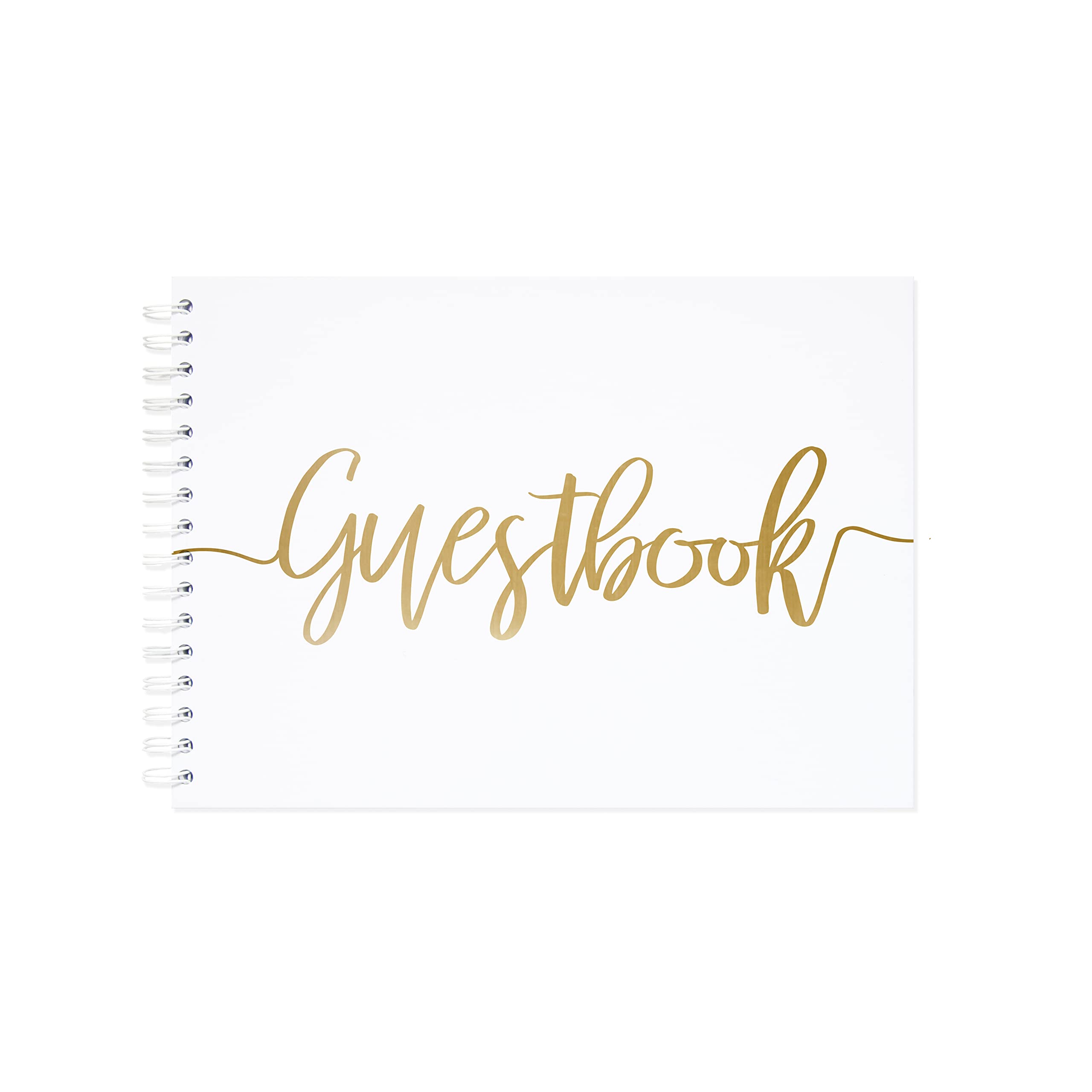 Manta Makes Wedding Guest Book Hardcover Foil Guestbook or Polaroid Book 100 Pages 50 Sheets for Guests or Visitors to Sign at a Party, Baby/Bridal Shower or Life Event (Gold)