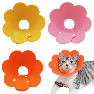 jakonay 3pcs cat recovery collar cat protection collar cones for cats sunflower neck cat cone anti-licking recovery collar to prevent from biting scratching(pink, orange, yellow) (s)