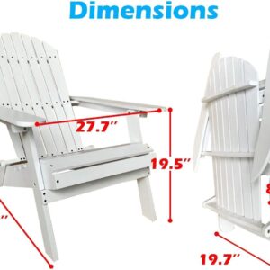 MKDLUFEI Adirondack Chair Folding Weather Resistant Lawn Chair w/Arms, Heavy Duty Weather Resistant Outdoor Patio Chairs Reclining, Widely Used in Outdoor, Fire Pit, Deck, Outside, Garden,