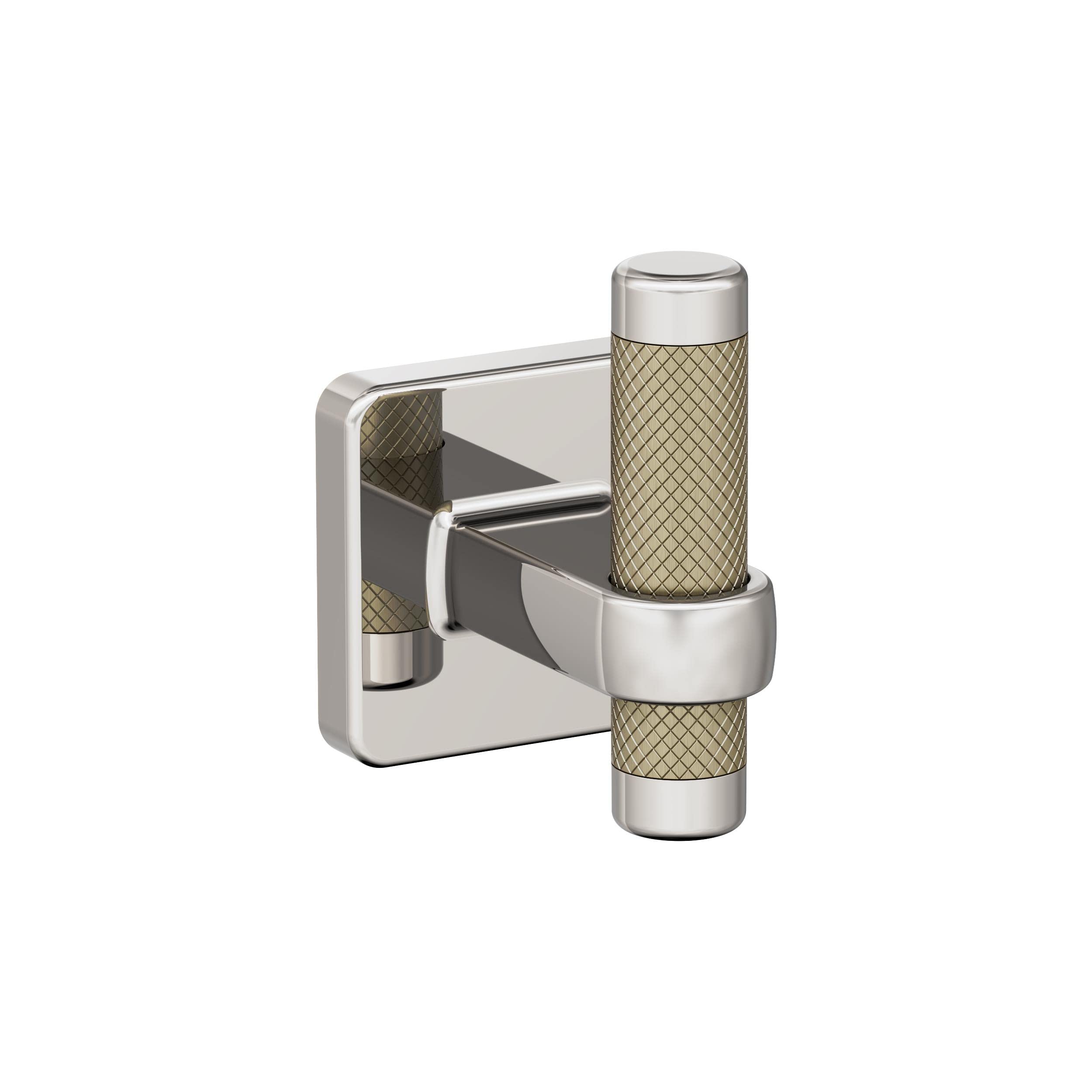 Amerock BH36563PNBBZ | Polished Nickel/Golden Champagne Single Robe Hook | 2-11/16 in. (68 mm) Length Towel Holder | Esquire | Towel Hook for Bathroom | Bathroom Hardware | Bath Accessories