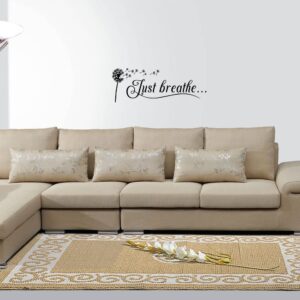 Just Breathe Vinyl Wall Decal Yoga Quotes Positive Relax Motto Art Letters Sayings Living Room Décor Lettering