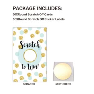 50 Blank Gift Certificate Scratch Off Cards, Clients or as Luxury Holiday Vouchers, DIY Coupon Cards for Birthday, Bridal Shower Activity, Raffle Ticket Drawing, Reveal to Win Event（Golden dots）