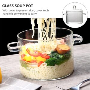 Glass Saucepan with Cover Cookware Clear Glass Simmer Pot Glass Cooking Pot Stovetop Pot with Lid for Pasta Baby Food Soup Milk (1.35L/46oz)