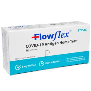 Flowflex COVID-19 Antigen Home Test kit, 1 Pack, 5 Tests Total. FDA EUA Authorized OTC at-Home Self-Test, Non-invasive Nasal Swab, Easy to Use and No Discomfort, Results in 15 Minutes