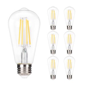 truestory dimmable vintage led edison bulbs, 5w, equivalent 50w, 450lm, warm white 2700k, st19(st58) led filament bulbs, e26 medium base, clear glass, pack of 6 (warm light)