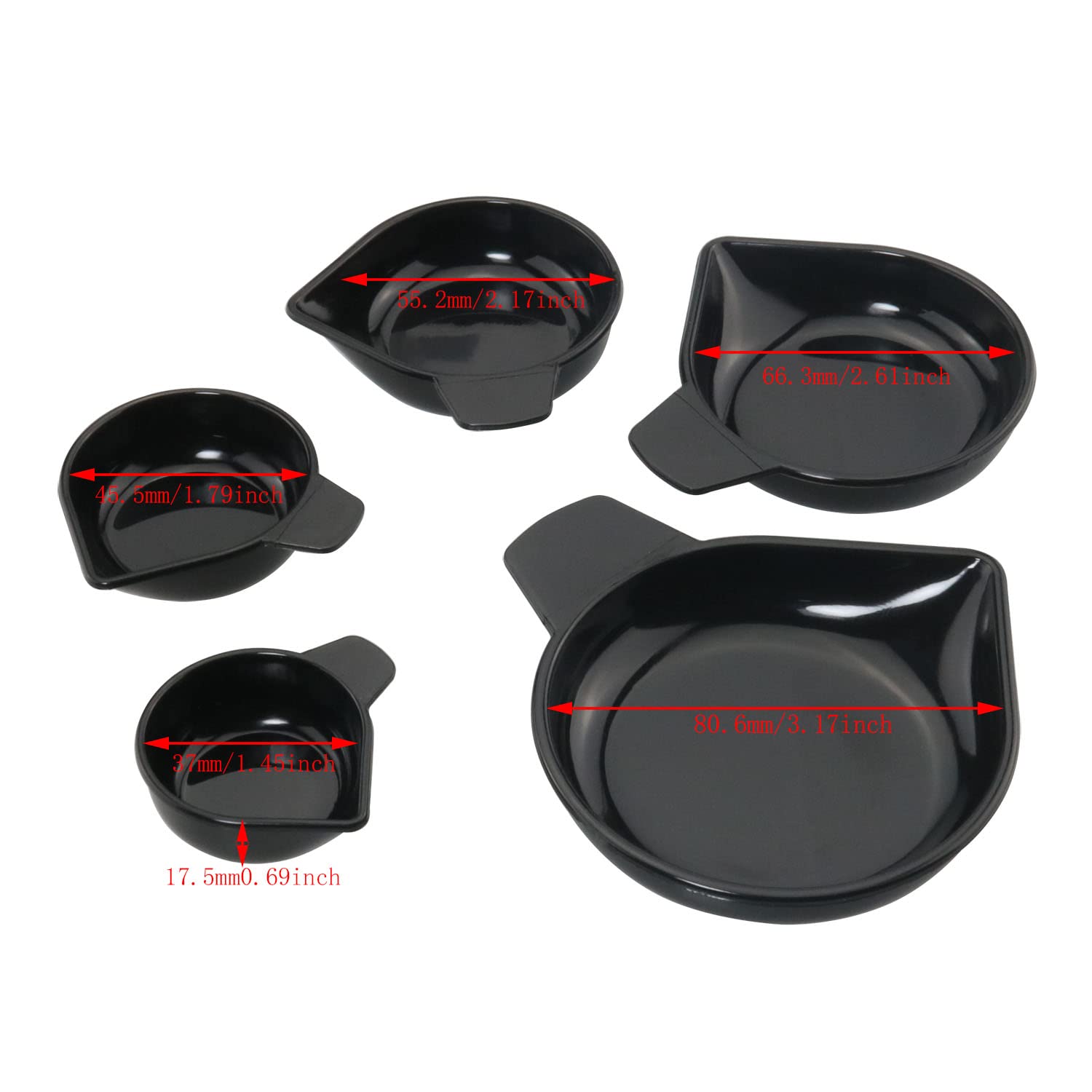 DGBRSM 5pcs Weighing Powder Pans Scale Pan Narrow Spout Plastic Weighing Dishes 5 Sizes Can Weigh Liquid, Powder, Gems, etc.