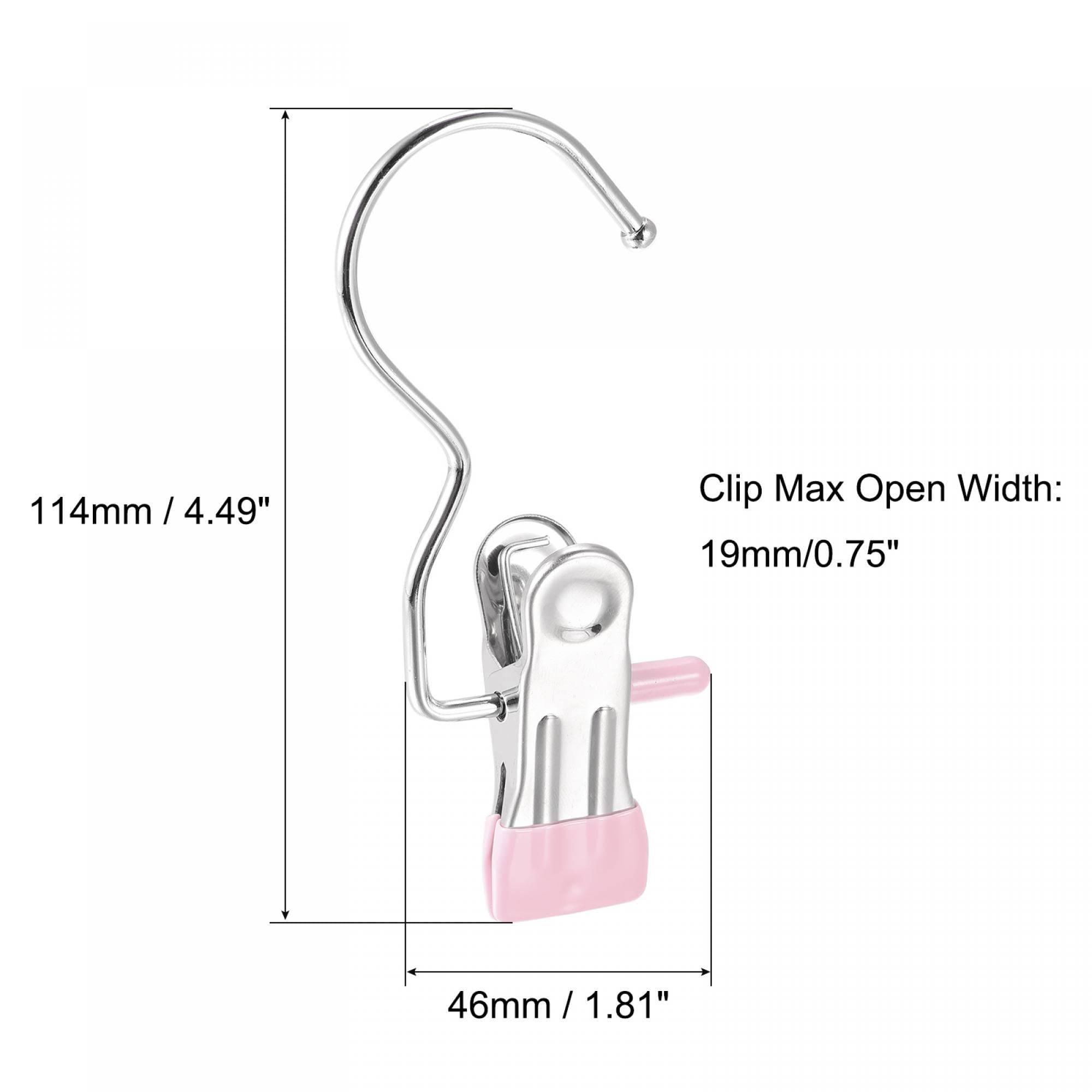 uxcell Laundry Clips with Hook, Metal Boot Hangers Chrome Plated Pink 114mm, 6 Pcs