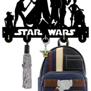 KingLive Stars Key Holder for Wall Wars Theme Entryway Key Hook Stars & Warplanes Key Hanging Rack with 5 Hooks, Easy Install Key Holder for Wall Mount Keyrack Organizes, Star/Wars Gifts for Men