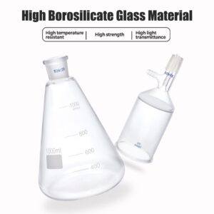 Buchner Funnel Filtering Kit with 1000 ml Filter Bottle and 250 ml Buchner Funnel, G3 Borosilicate Glass Lab Vacuum Filtration Distillation Apparatus Filter Flask Set