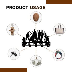 KingLive Stars Key Holder for Wall Wars Theme Entryway Key Hook Stars & Warplanes Key Hanging Rack with 5 Hooks, Easy Install Key Holder for Wall Mount Keyrack Organizes, Star/Wars Gifts for Men