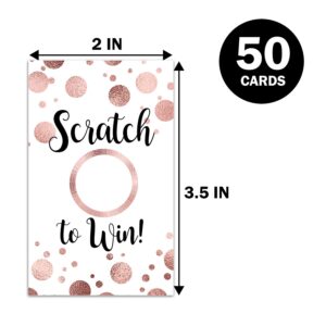 50 Blank Gift Certificate Scratch Off Cards, Clients or as Luxury Holiday Vouchers, DIY Coupon Cards for Birthday, Bridal Shower Activity, Raffle Ticket Drawing, Reveal to Win Event（Rose Gold ）