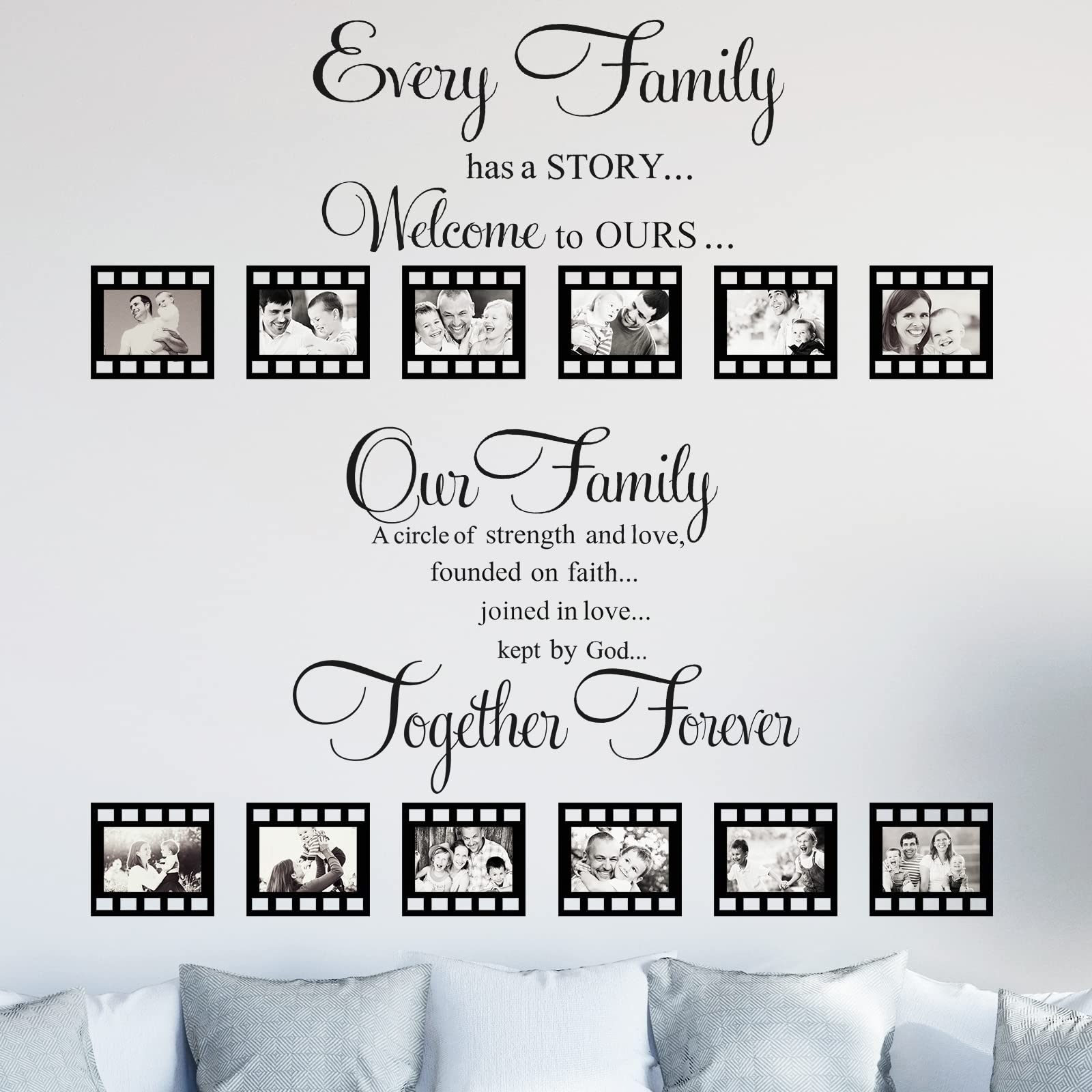 Family Wall Stickers Contains 12 Pieces of Picture Frames, Every Family Has a Story Family Wall Stickers Our Family is a Circle Wall Stickers for Living Room Wall Stickers Decor