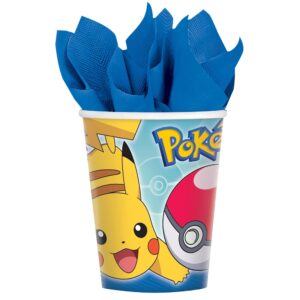 Pokémon Party Supplies Pack Serves 16: Dinner Plates Napkins Cups and Table Cover with Birthday Candles (Bundle for16)