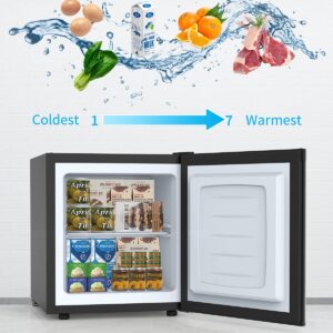 1.1 Cubic Feet Mini Freezer Countertop, Single Door Compact Upright Freezer with Reversible Door, Removable Shelves, Small freezer for Home/Dorms/Apartment/Office(Black)