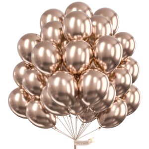 partywoo, 50 pcs champagne gold metallic balloons, 12 inch, non-toxic, event planners, party hosts, birthday, wedding decorations