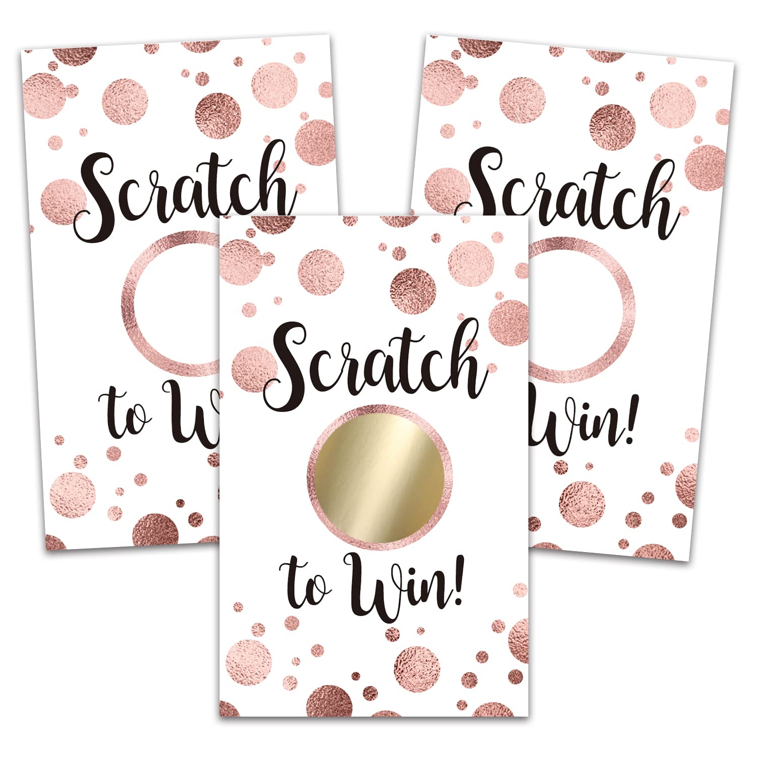 50 Blank Gift Certificate Scratch Off Cards, Clients or as Luxury Holiday Vouchers, DIY Coupon Cards for Birthday, Bridal Shower Activity, Raffle Ticket Drawing, Reveal to Win Event（Rose Gold ）