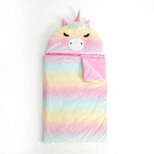 heritage kids figural unicorn soft plush hooded sleeping bag,30”w x 54”l