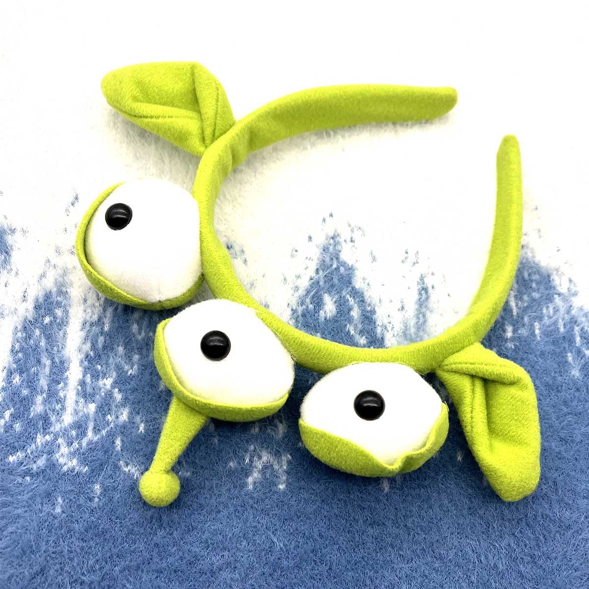 CHAOYUN 1PCS Green Toy Story Alien Headband Stretchy Plushy Three-eyed Headband Cute Hair Accessories for Girls Kids