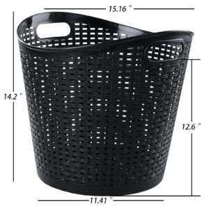 Callyne 6-Pack Plastic Storage Basket, Laundry Hamper Storage Basket, Black